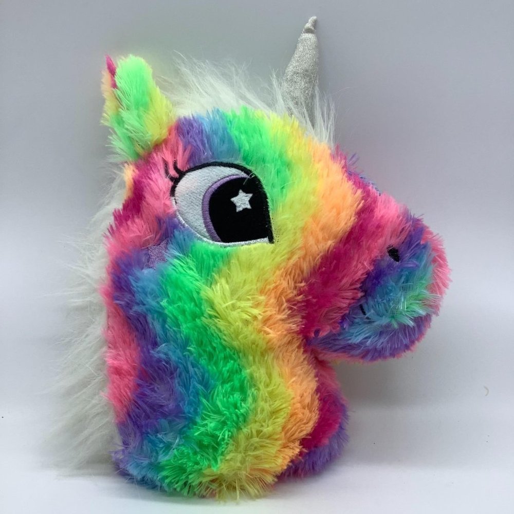 Unicorn head‎ plush stuffed animal rainbow 9"x11"
